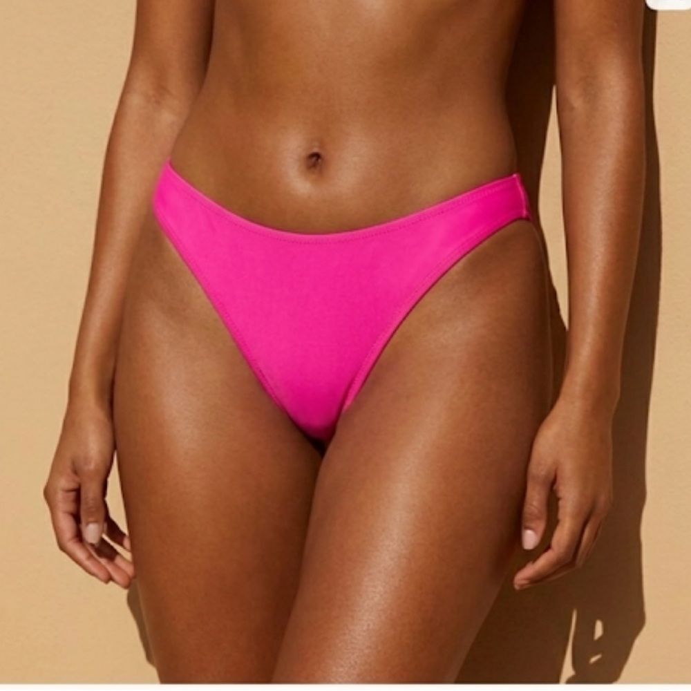 J.Crew Women's High-Leg Bikini Bottom Pink Size m Eco-Friendly Swimwear